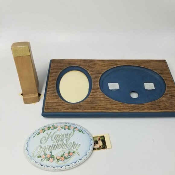 Ceramic Photo Frame Easel Green Brown Happy Anniversary Gift NEW - Picture 2 of 5